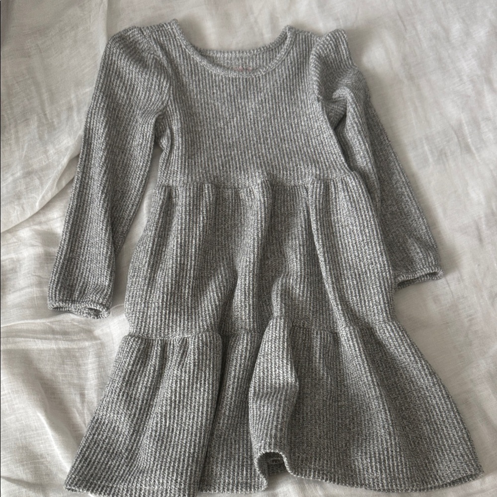 Cat & Jack Heather Gray Ribbed Tiered Knit Dress